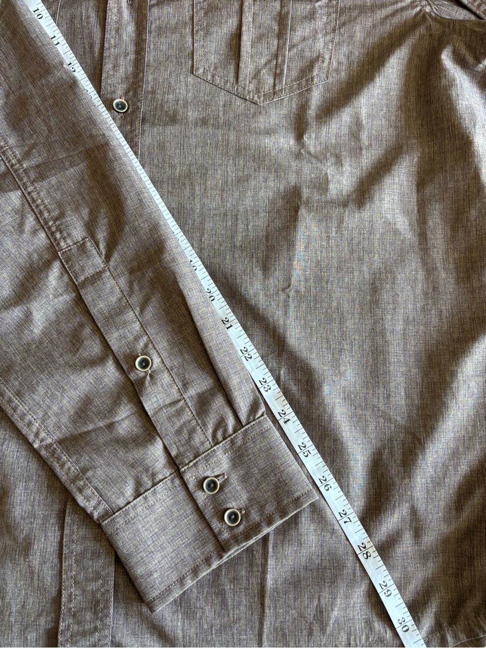 prAna Men’s Brown/Taupe Long Sleeve Button-Down Shirt | Large | Roll-Tab Sleeves - Picture 5 of 8
